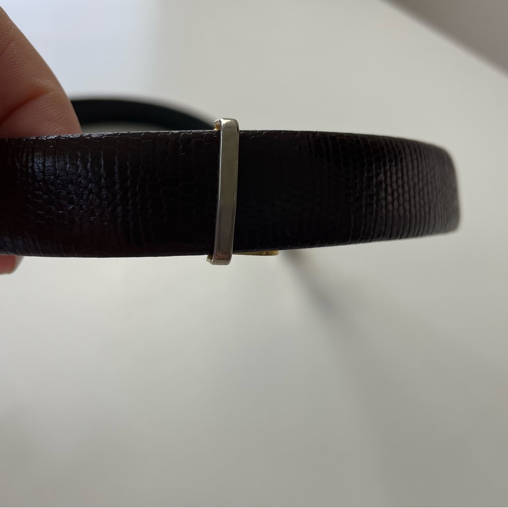 Vintage Cuero Vaca Industria Argentina Dark Brown Leather Belt w/Gold Hardware - Picture 10 of 12